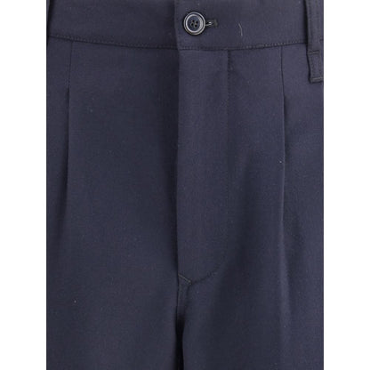 Blue Fleece Wool Casual Pants
