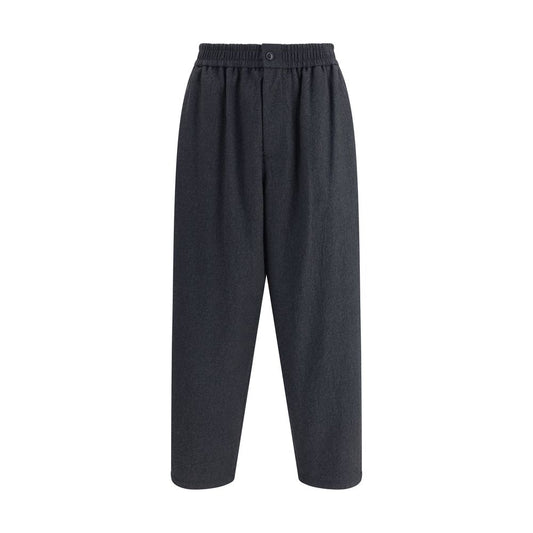 Gray Fleece Wool Casual Pants