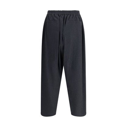 Gray Fleece Wool Casual Pants