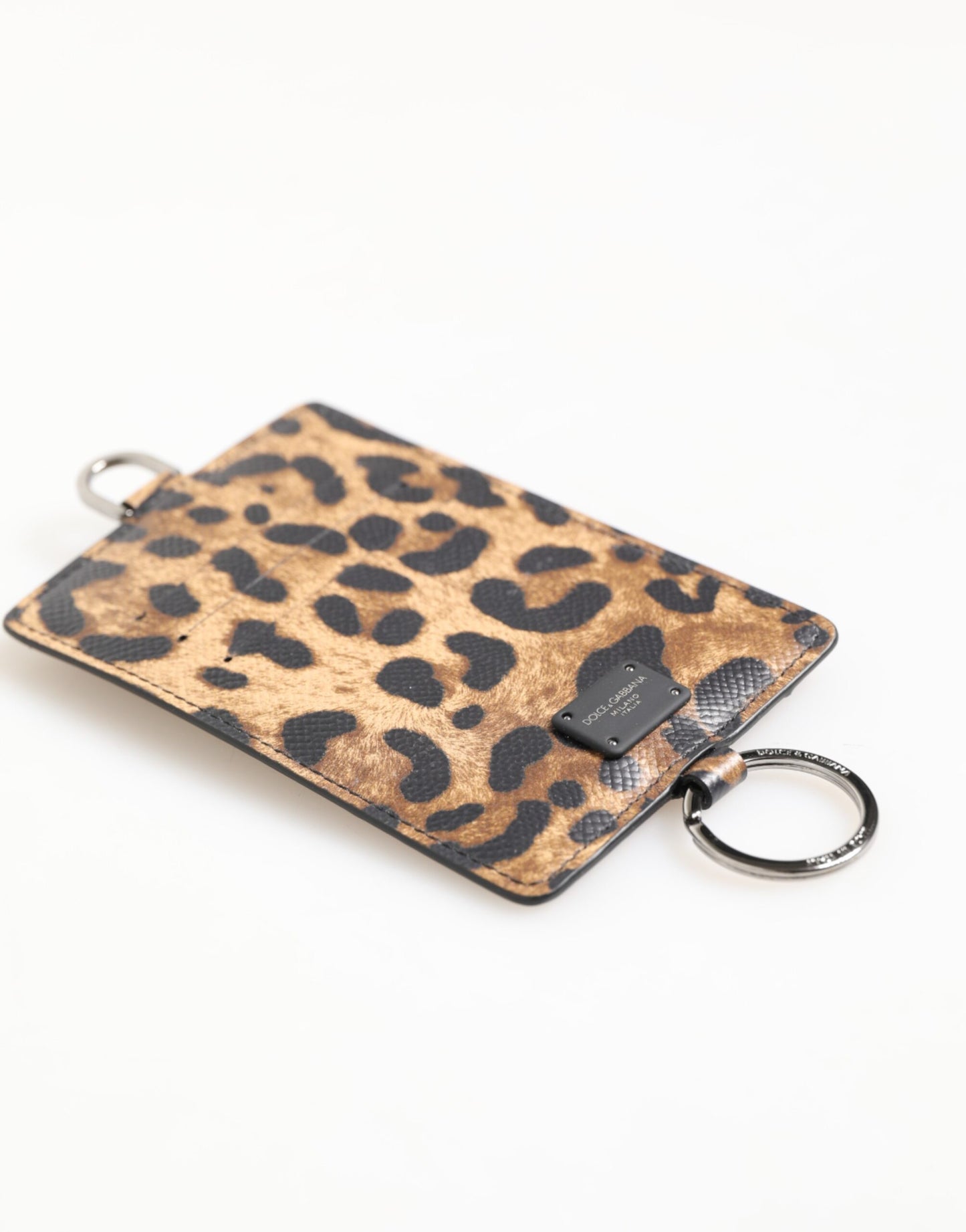 Leopard Print Leather Embossed Lanyard Card Holder Wallet