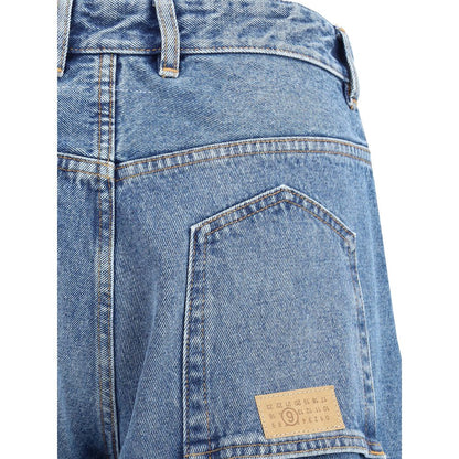 Blue Cotton Straight-Leg Jeans