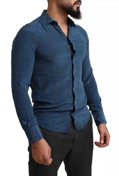 Blue MARTINI Silk Slim Fit Long Sleeves Shirt