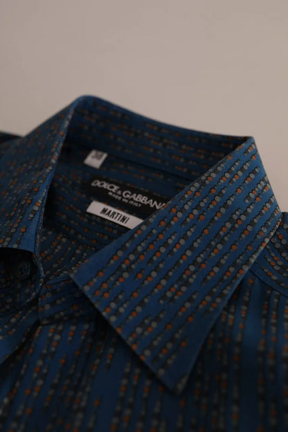 Blue MARTINI Silk Slim Fit Long Sleeves Shirt