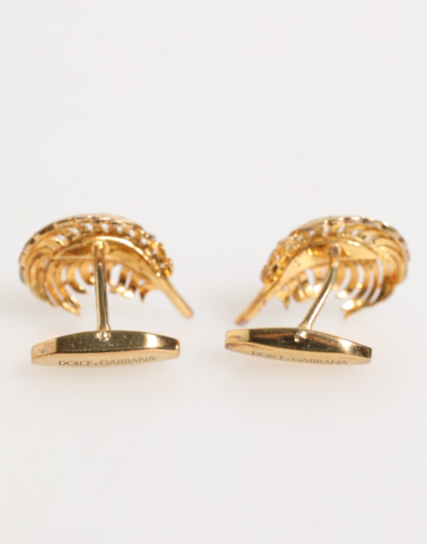 Gold 925 Sterling Silver Crystal Leaf Accessory Cufflink