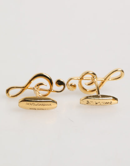 Gold Musical Note Metal Brass Pin Men Accessory Cufflinks