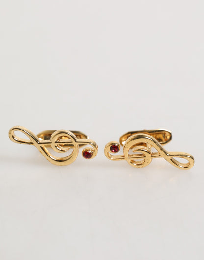 Gold Musical Note Metal Brass Pin Men Accessory Cufflinks