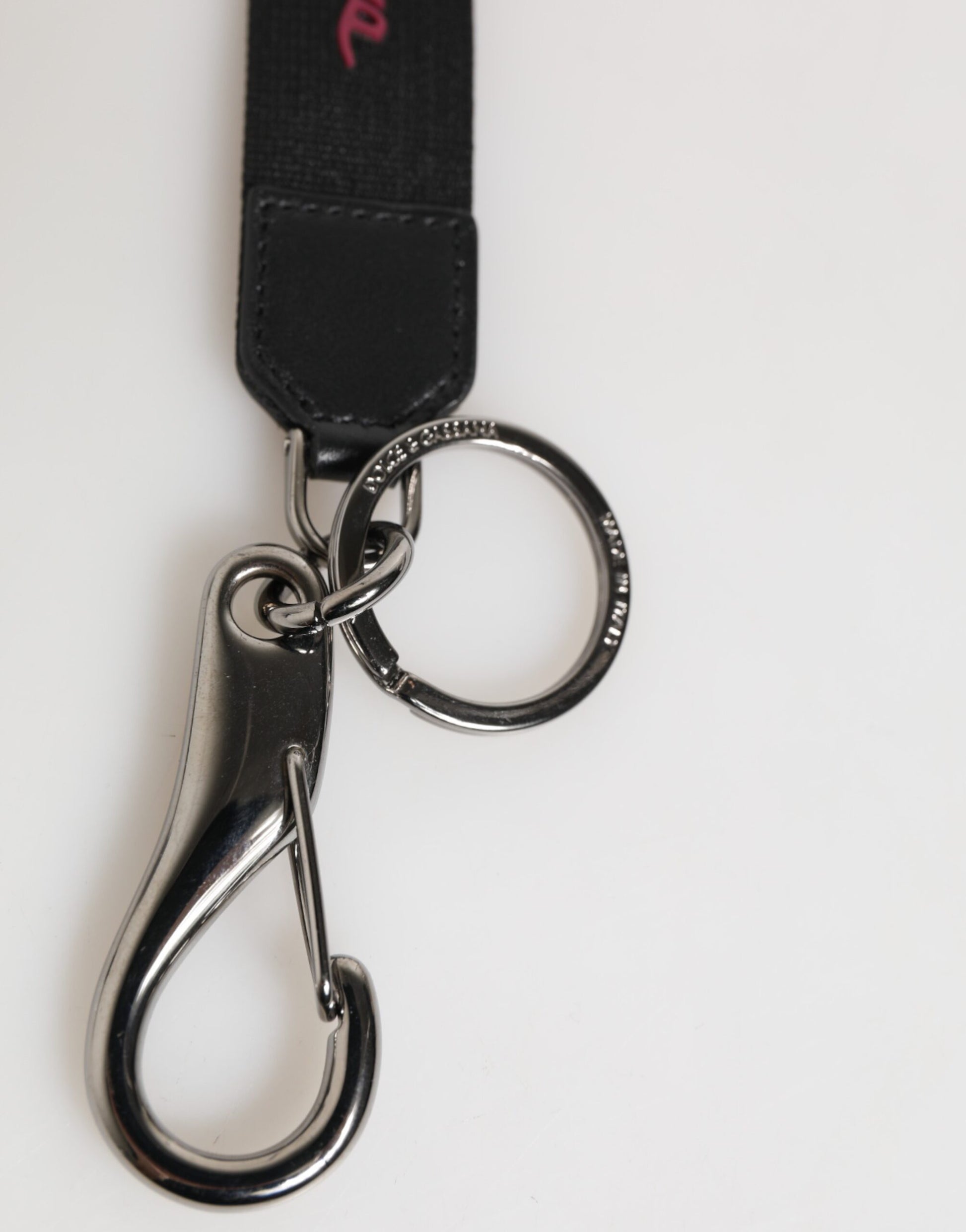 Black Burgundy Polyester DG Logo Men Keychain Keyring