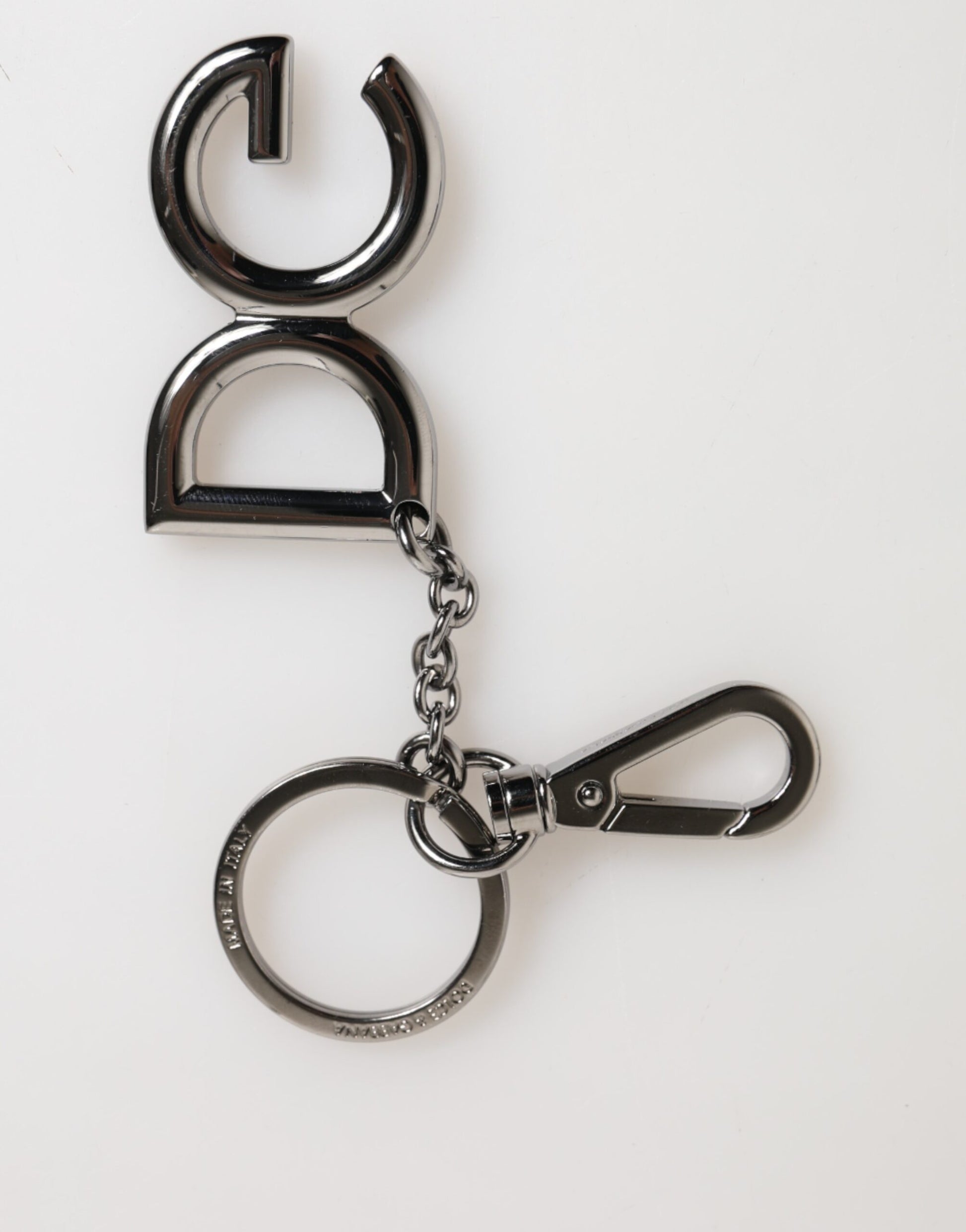 Silver Brass DG Logo Metal Keychain Holder Men Keyring