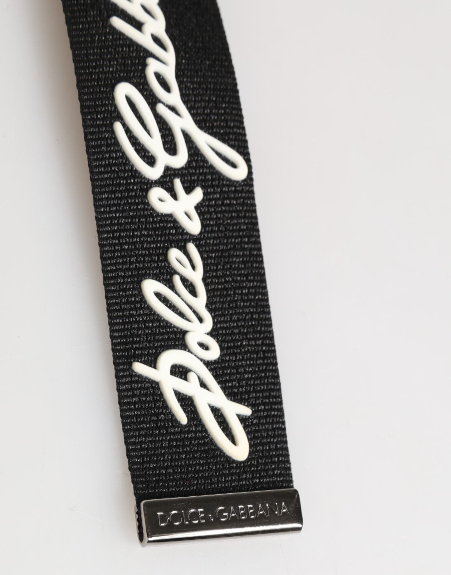 Black White Polyester DG Logo Silver Men Keychain Keyring