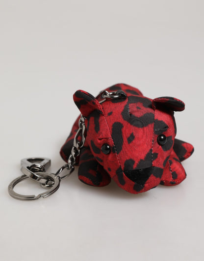 Red Black Polyester Animal Silhouette Keychain Keyring