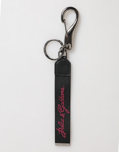 Black Red Polyester DG Logo Silver Men Keychain Keyring