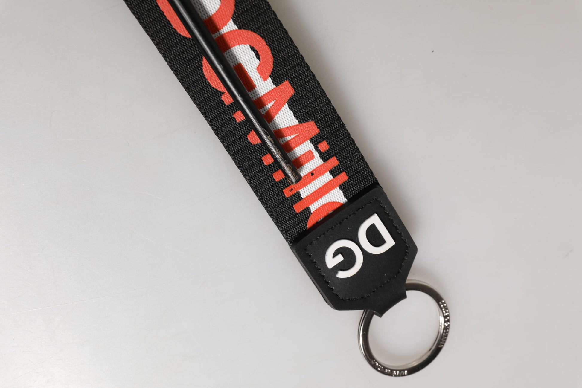 Black Red Logo Polyester Brass Holder Keychain Keyring