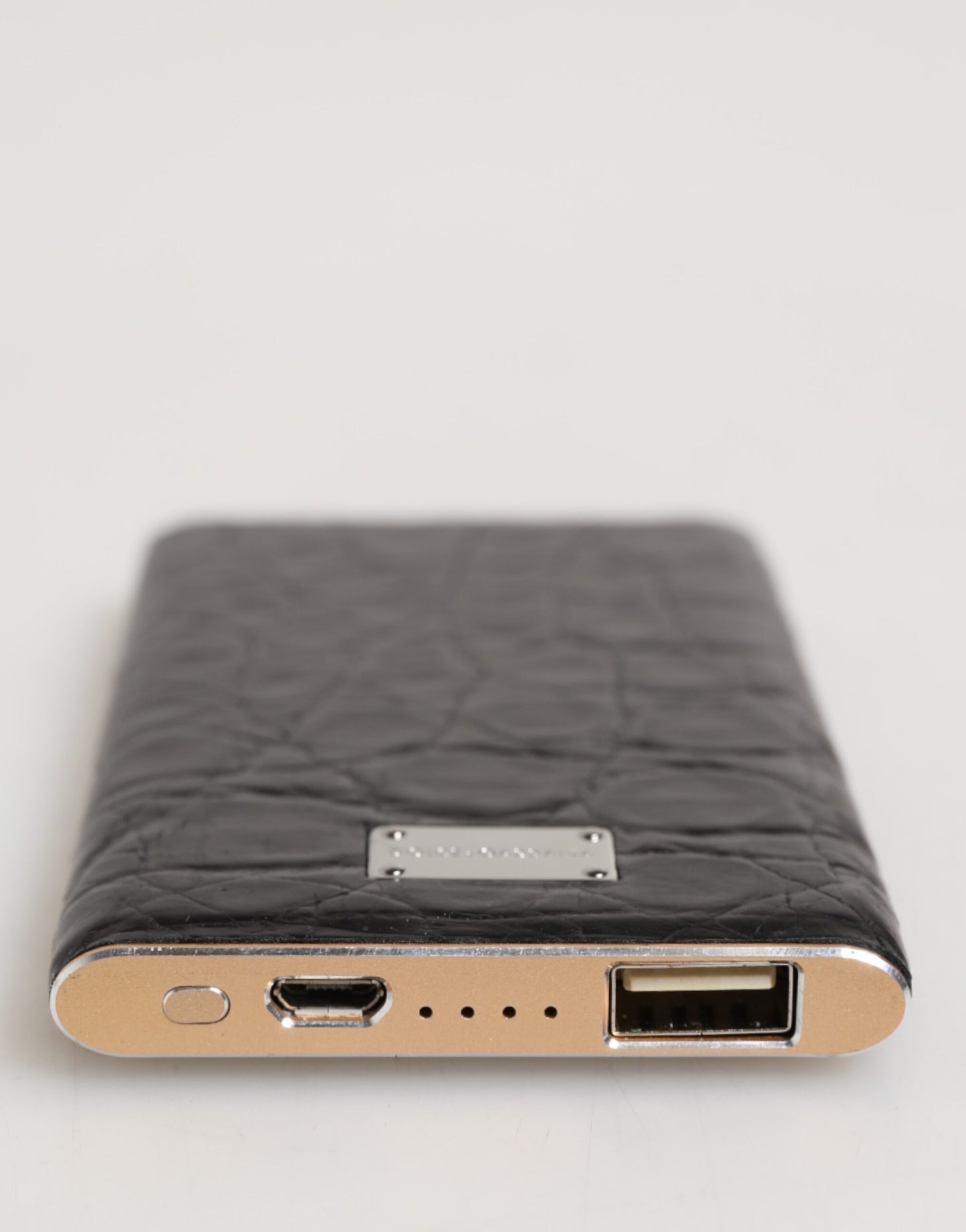 Black Leather Embossed Exotic 3000mAh  Power Bank Charger USB