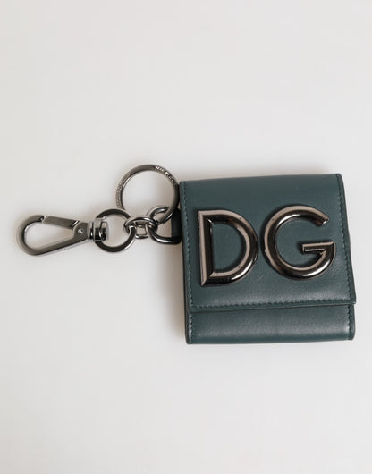 Dark Green Leather DG Logo Coin Purse Bag Charm Wallet