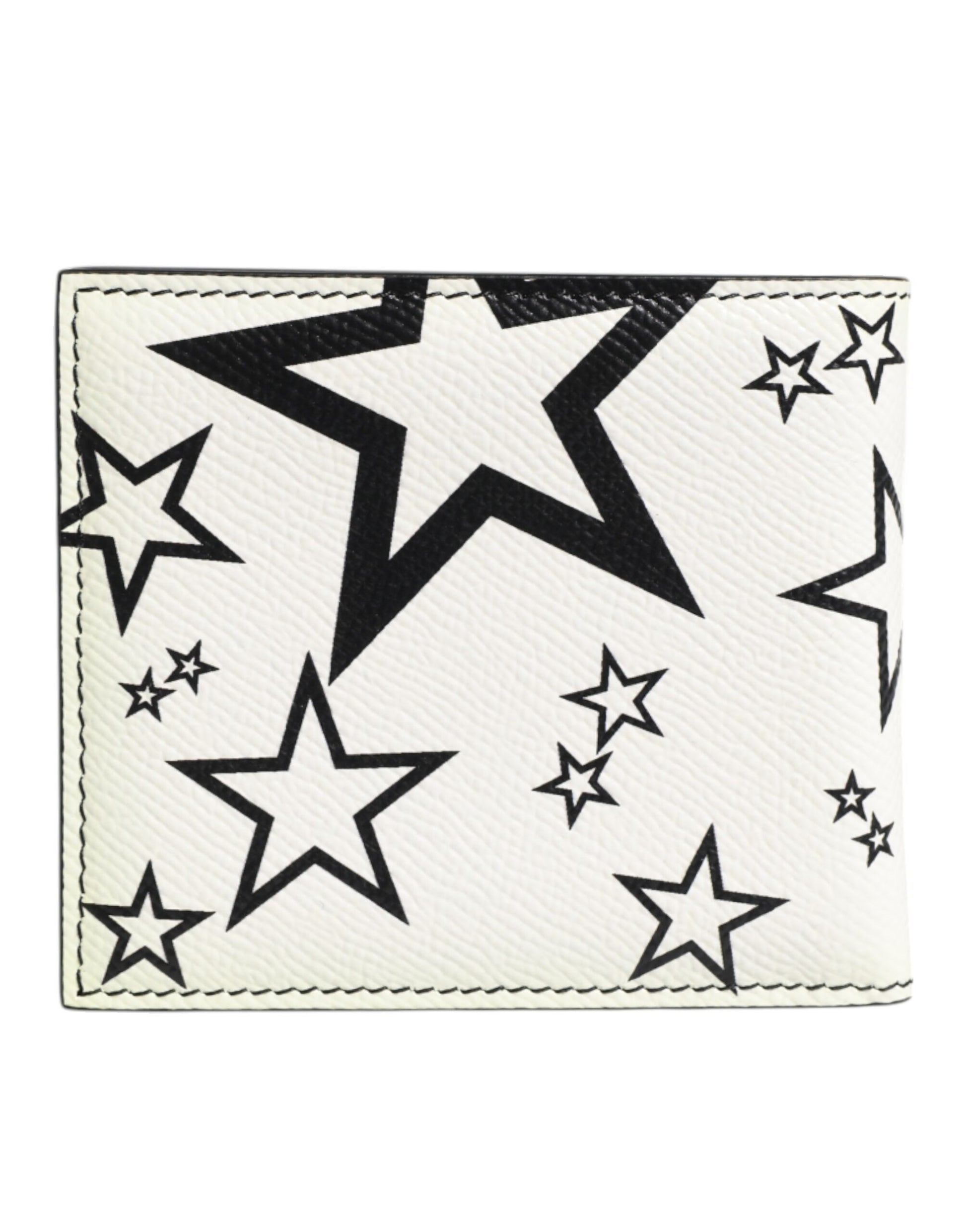 White Leather DG Star Logo Bifold Men Card Holder Wallet