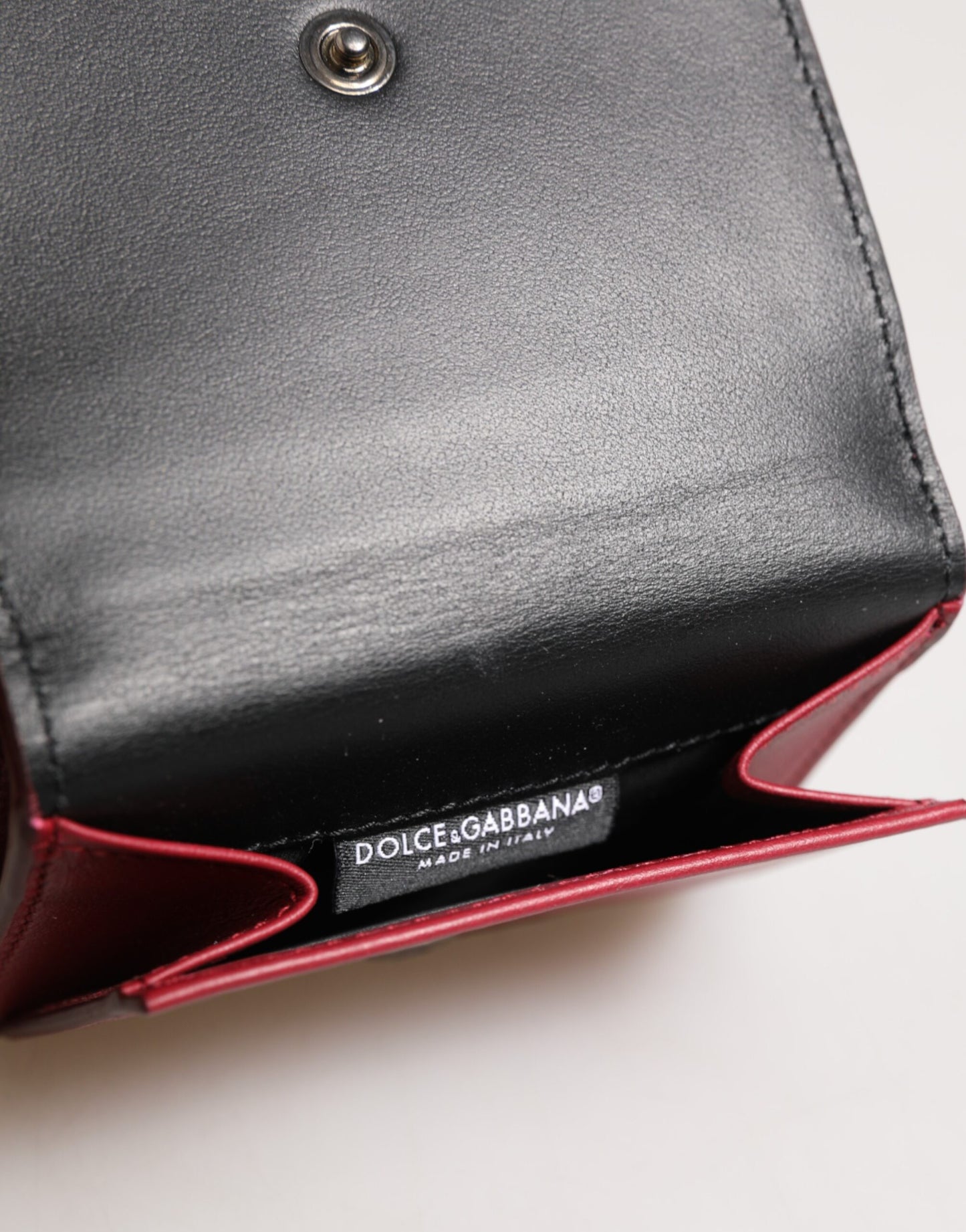 Red Leather Bold Logo Print Trifold Men Card Holder Wallet