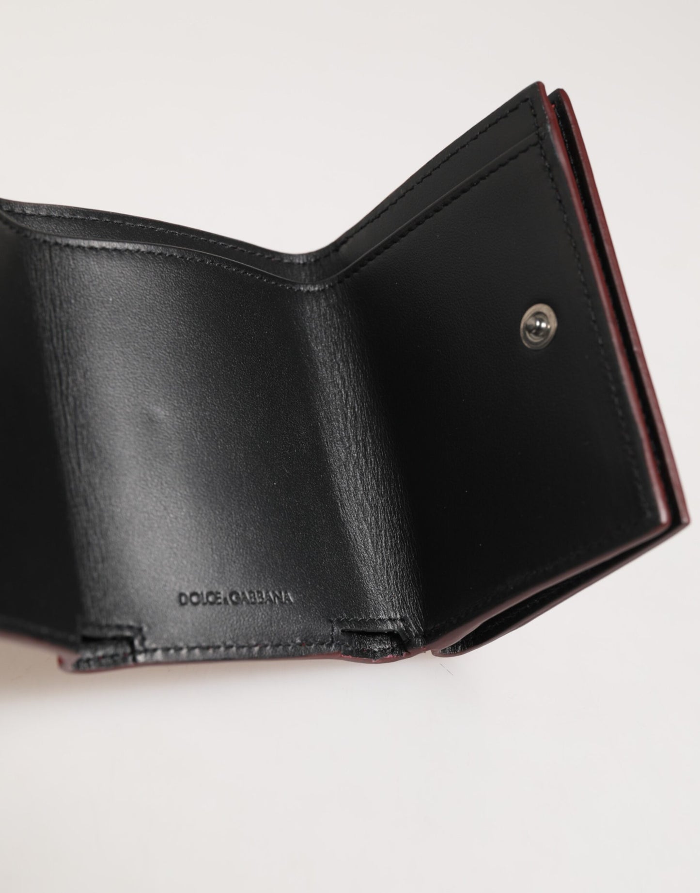 Red Leather Bold Logo Print Trifold Men Card Holder Wallet