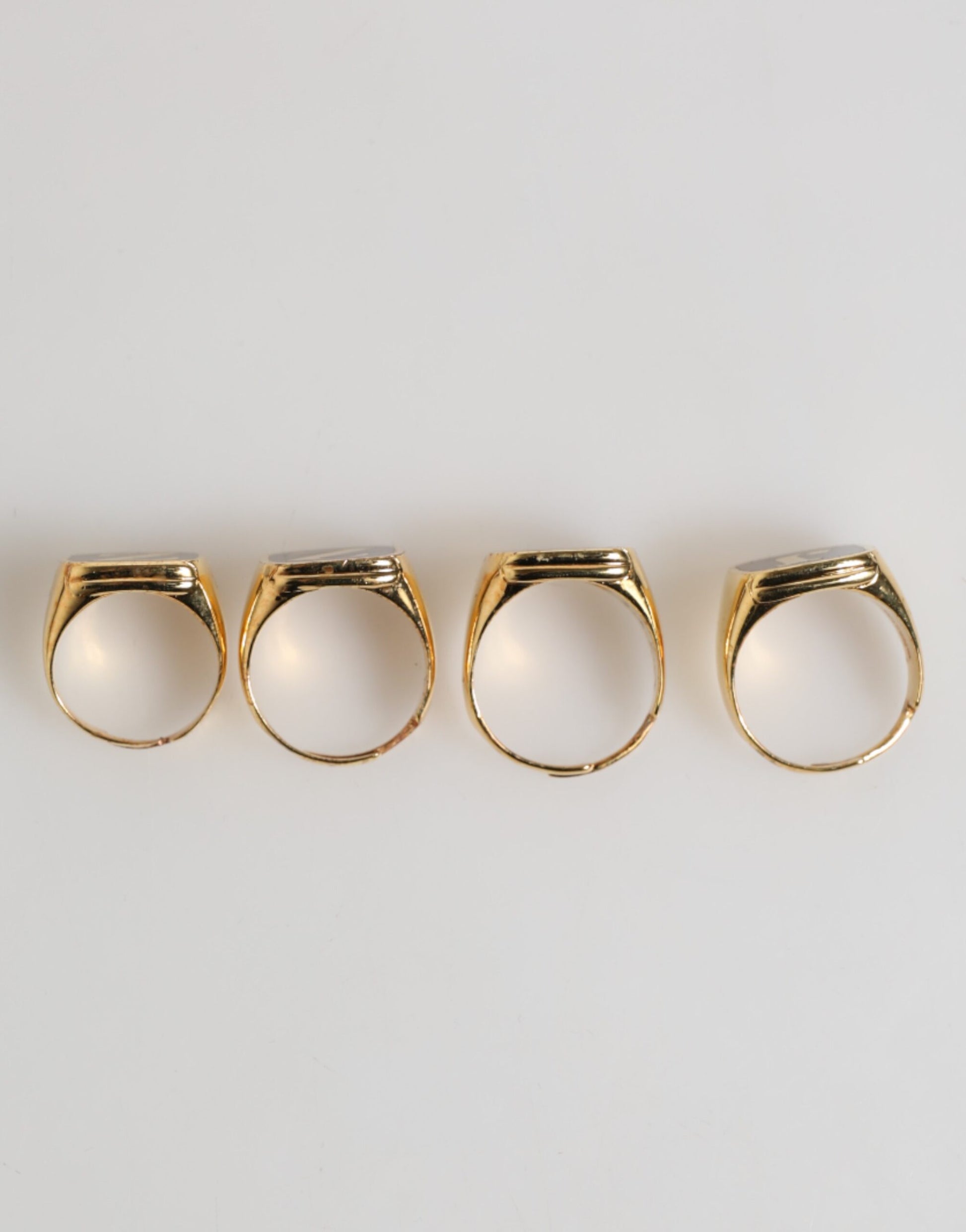 Gold Tone Brass JAZZ Letter Set 4 Pieces Adjustable Ring