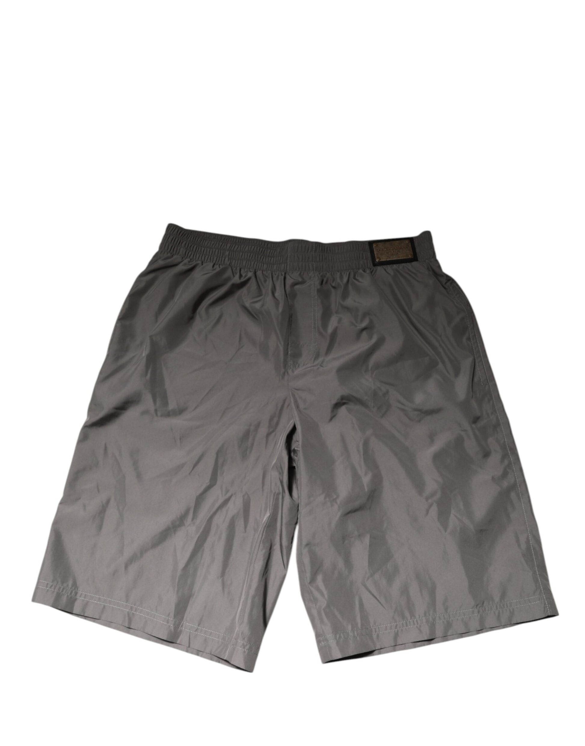 Light Gray Nylon Elastic Waist Shorts Swimwear