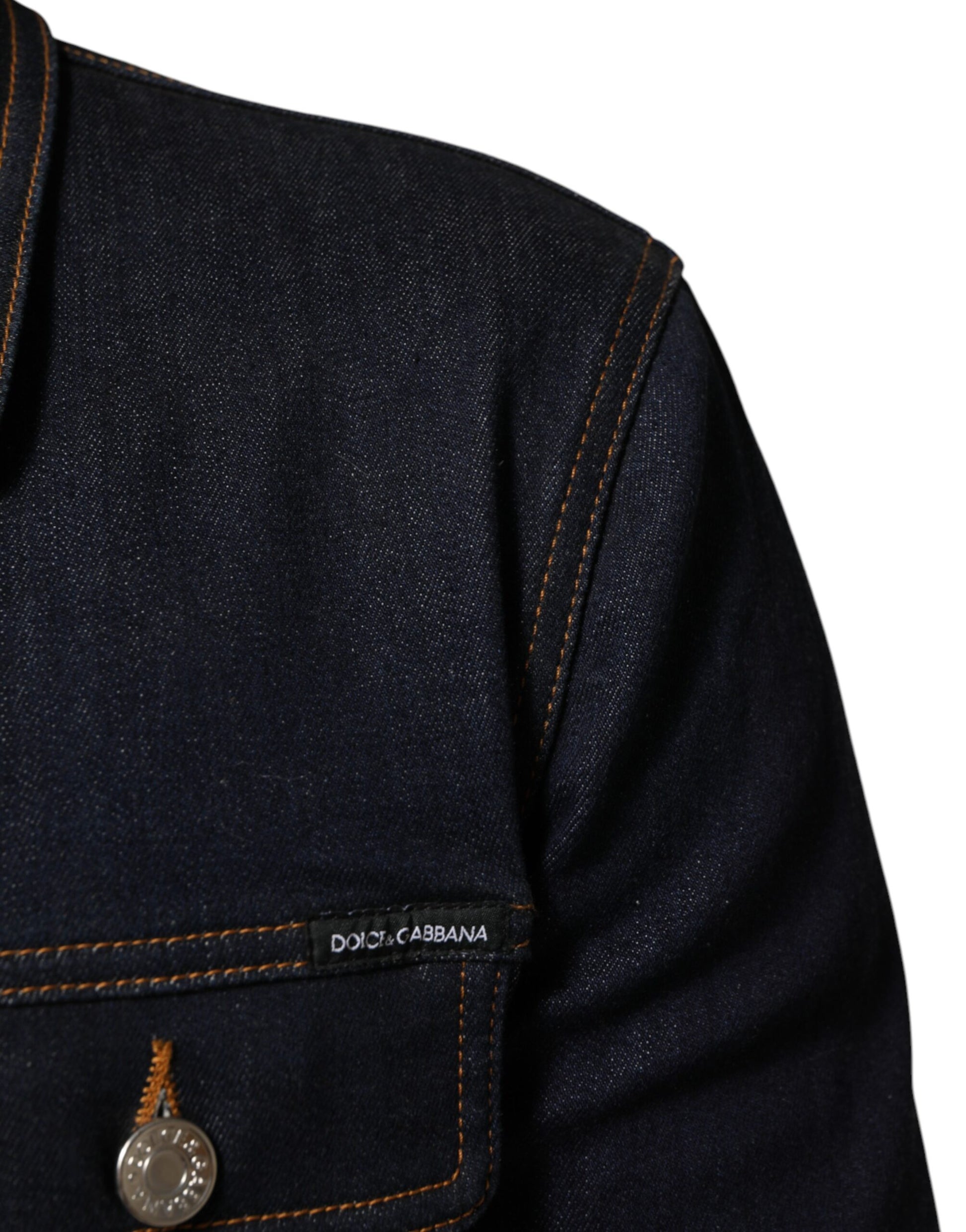 Indigo Blue Denim Slim Fit Logo Patch Jacket