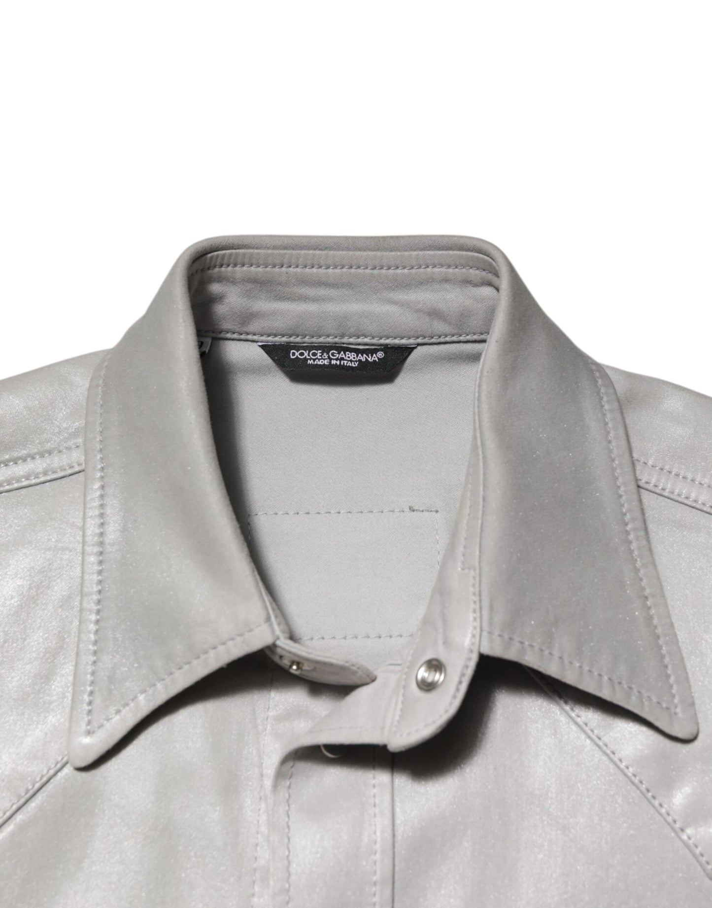 Metallic Gray Cotton Button Down Men Shirt