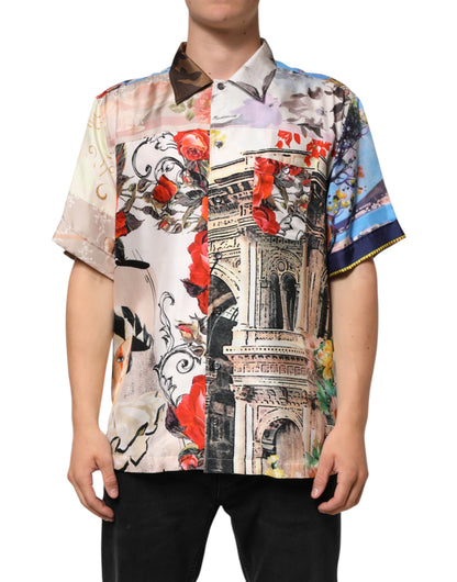 Multicolor Printed Casual Short Sleeve Shirt