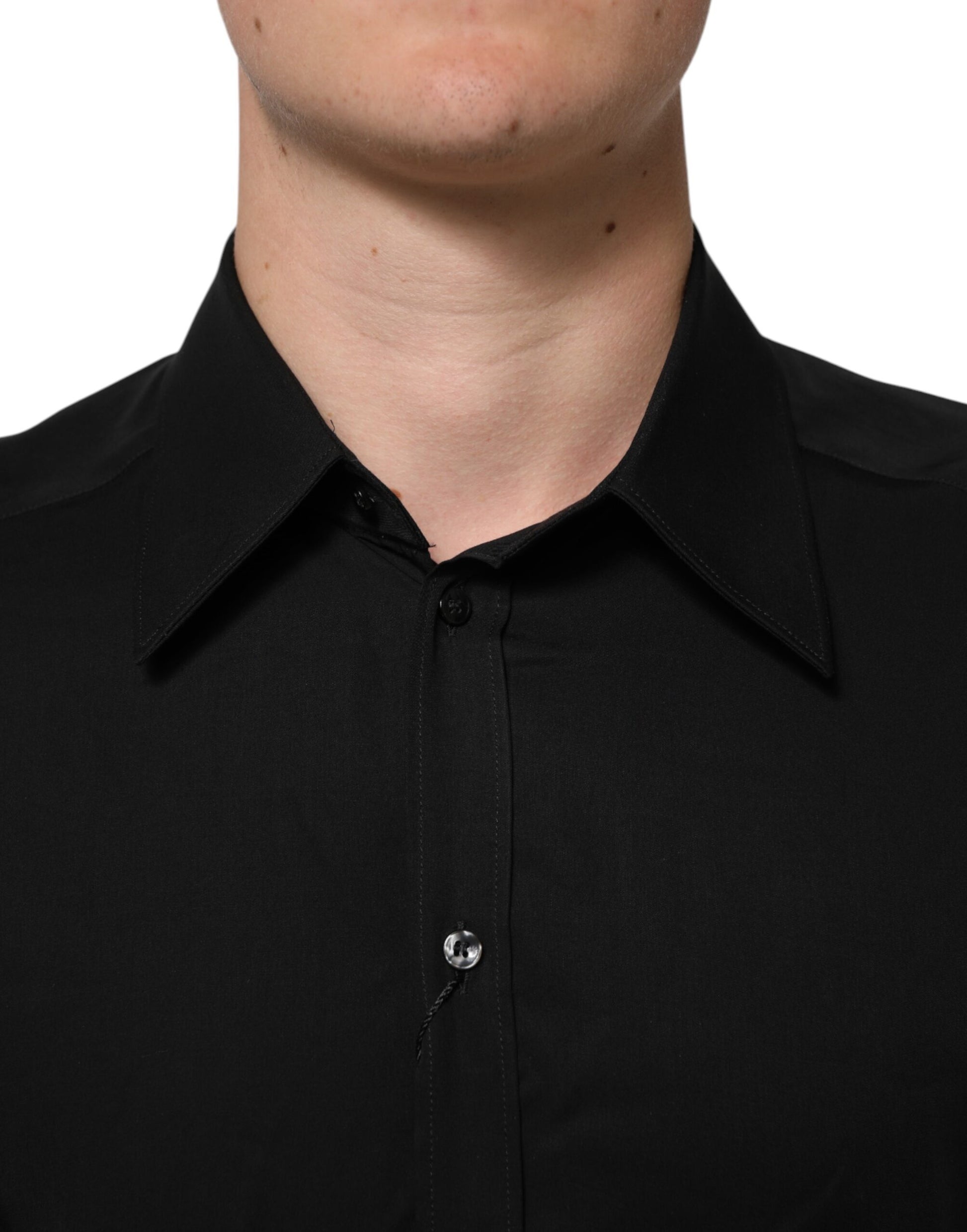 Black Viscose Long Sleeve Formal Dress Shirt