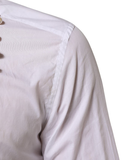 White Cotton DG Logo Pearl Chain Formal Shirt