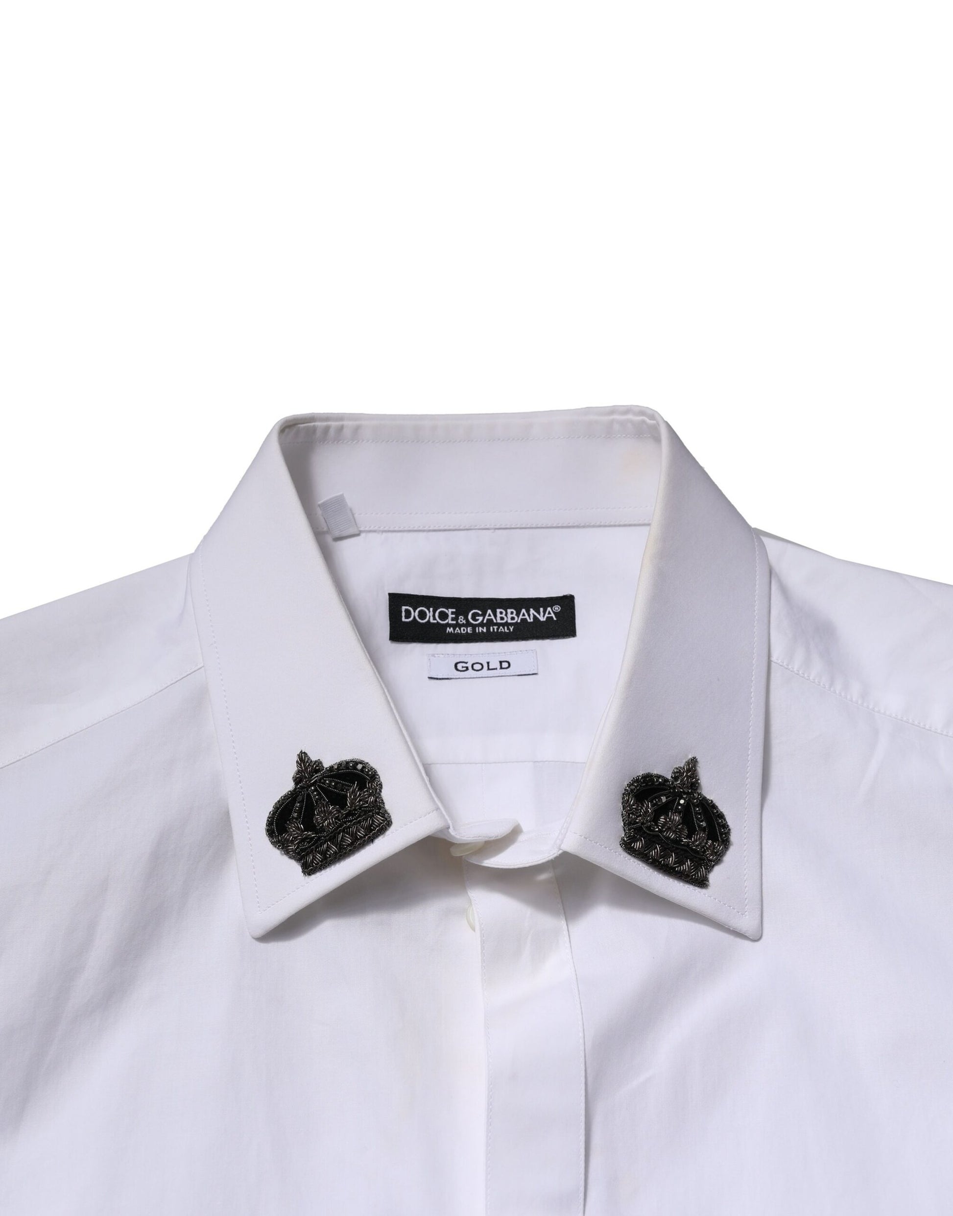 White Cotton Crown Collar GOLD Formal Shirt