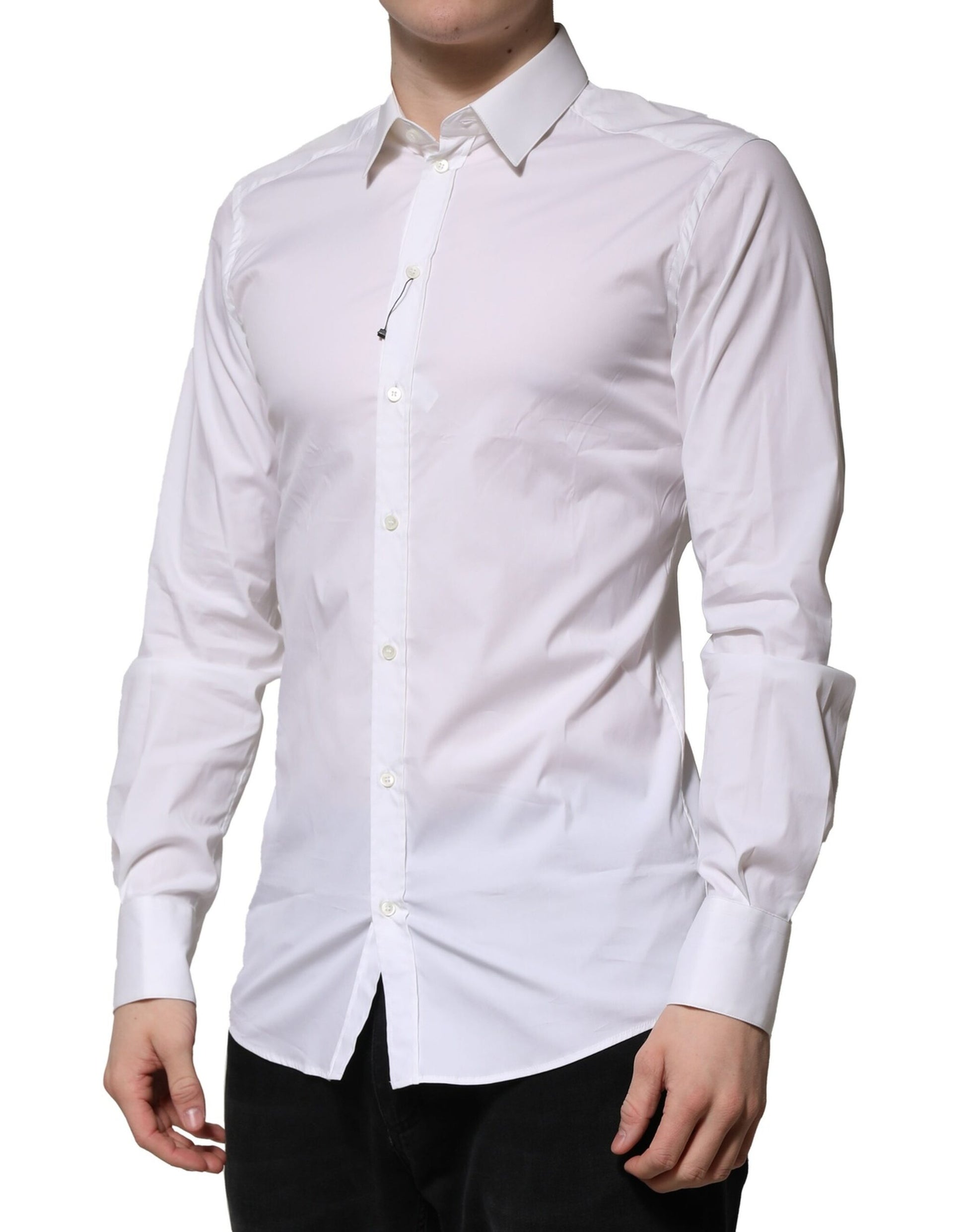 White Cotton GOLD Long Sleeves Formal Shirt