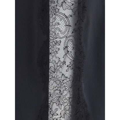 Black Silk Midi Skirt