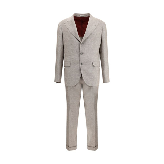 Beige Silk Two-Piece Suit
