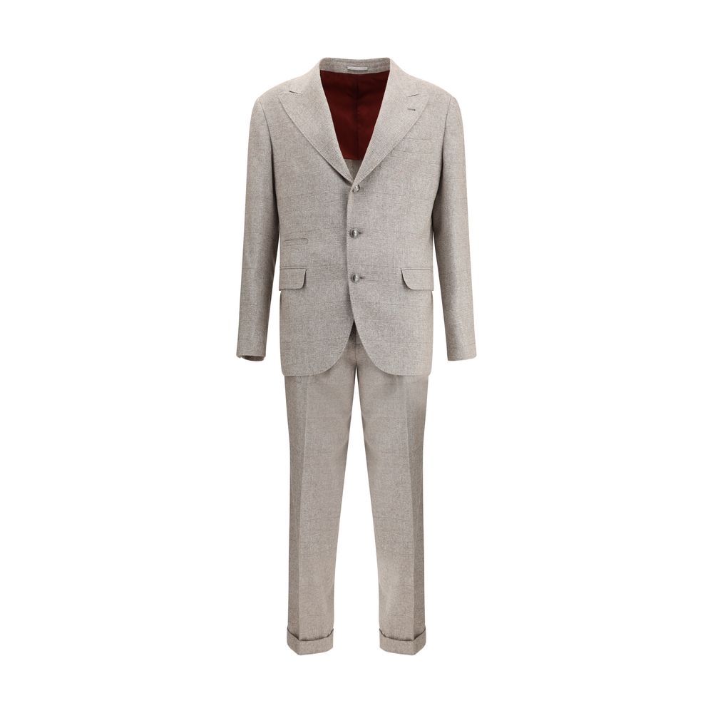 Beige Silk Two-Piece Suit