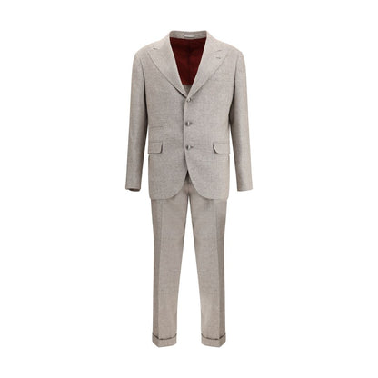Beige Silk Two-Piece Suit
