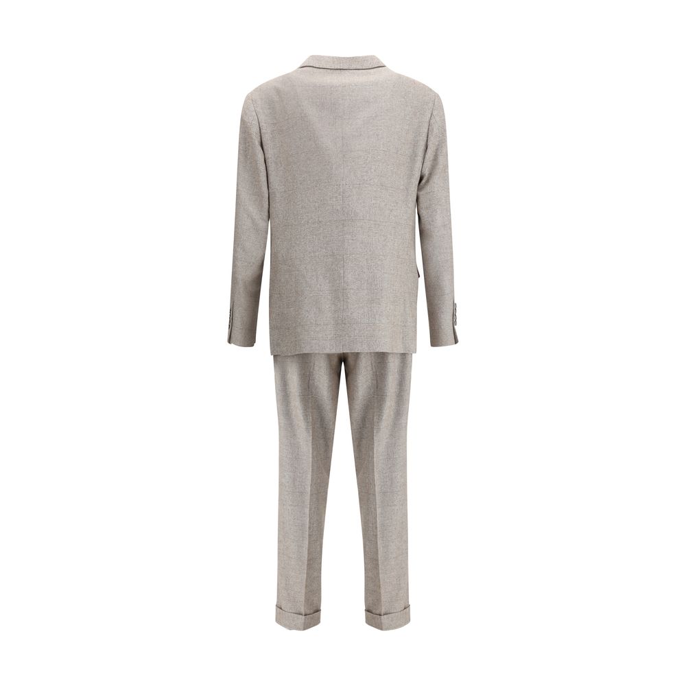 Beige Silk Two-Piece Suit