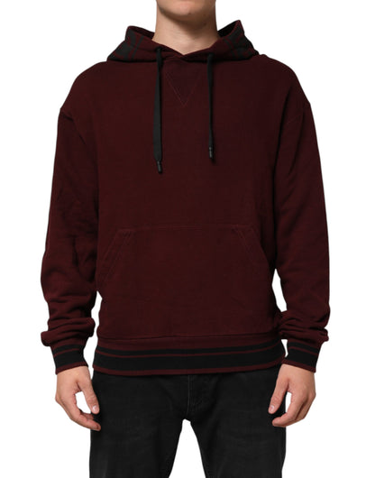 Burgundy Cotton Plaid Lined Men Hoodie Sweater