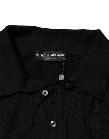 Black Silk Jacquard DG Polo Shirt T-shirt