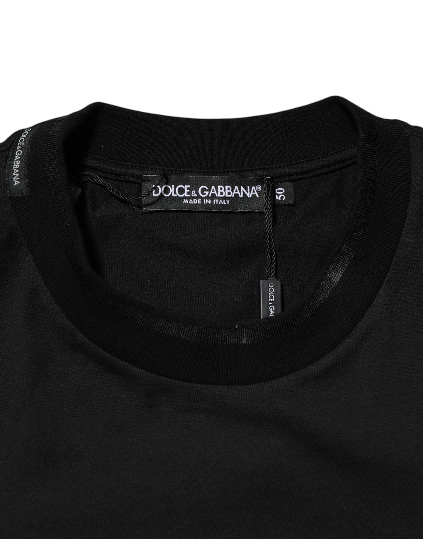Black Cotton Embroidered DG Logo Pocket T-shirt