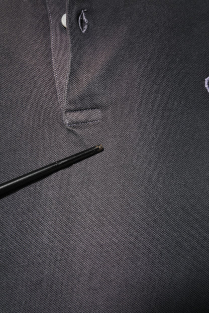 Gray Cotton Crown Collared Men Polo T-shirt