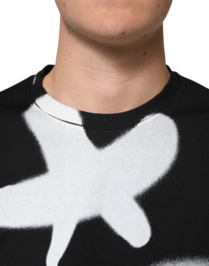 Black Cotton DG Logo Graffiti Short Sleeve T-shirt