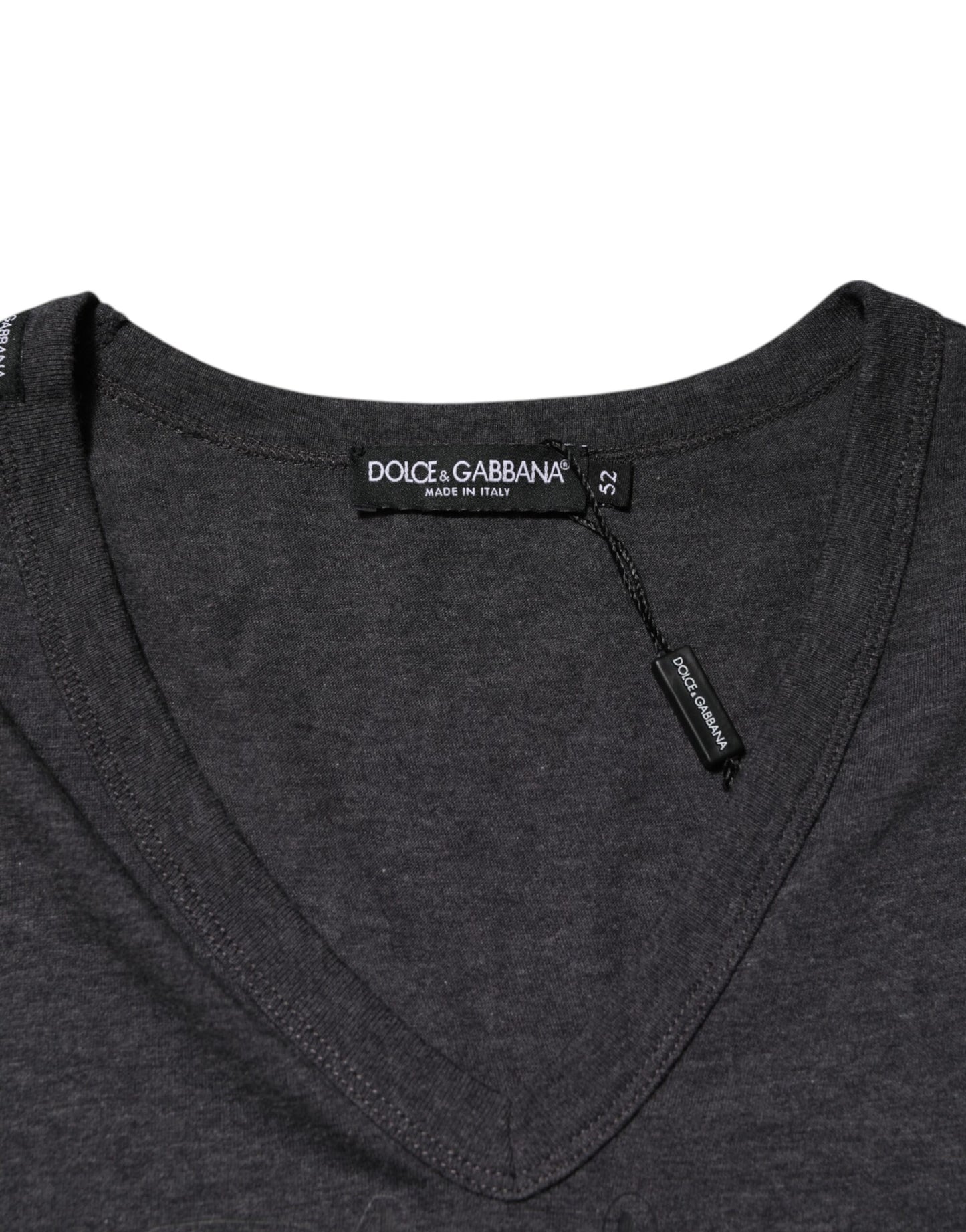 Black Charcoal DG Logo V-Neck Men T-shirt