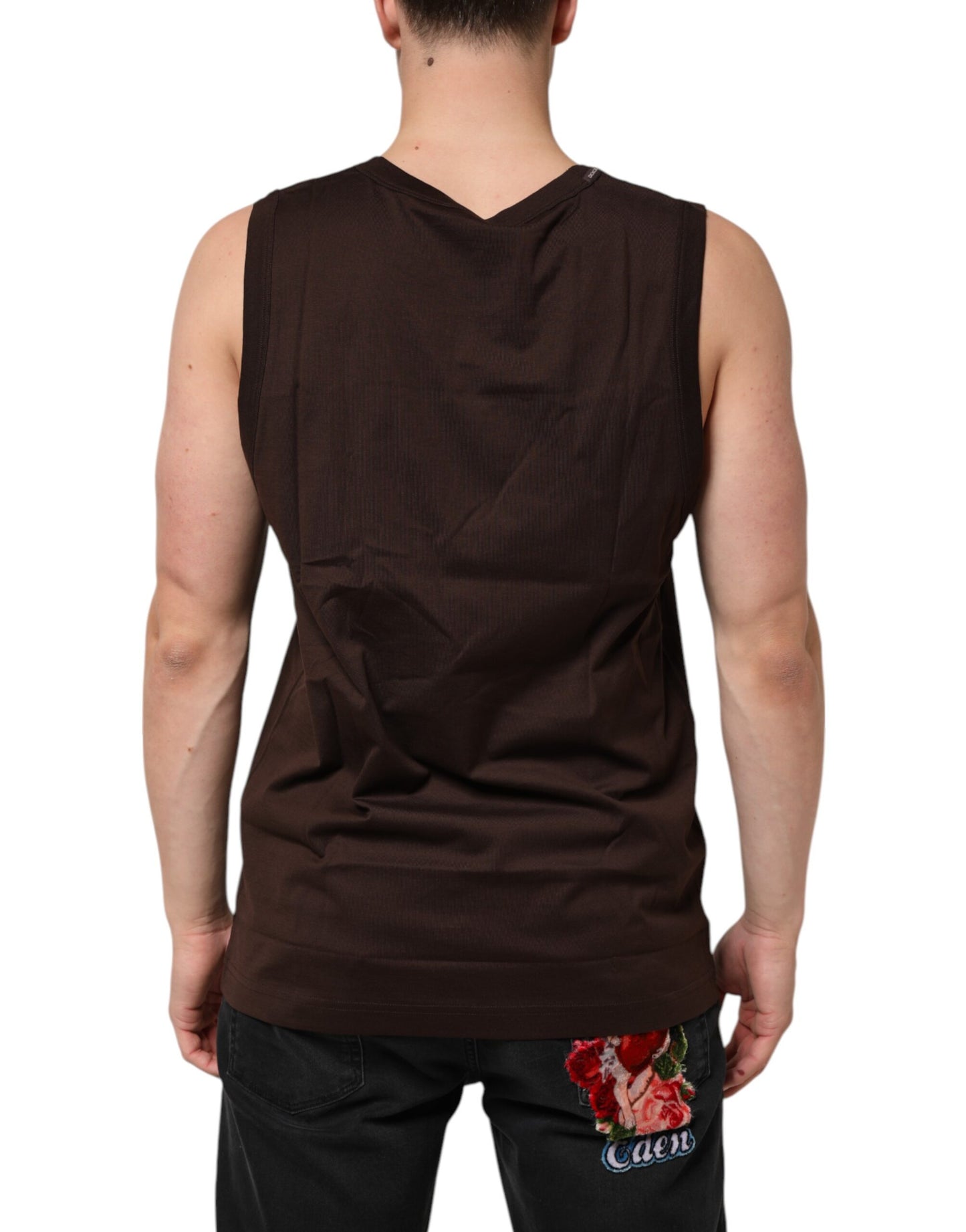 Brown Cotton Sleeveless Underwear Men Tank Top