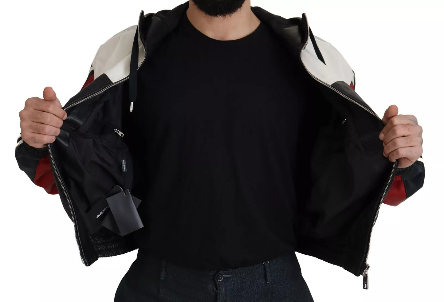 Black Leather Hooded Blouson Jacket