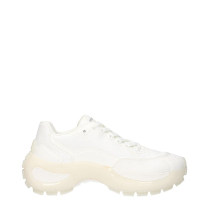 White Fabric Chunky Sneakers