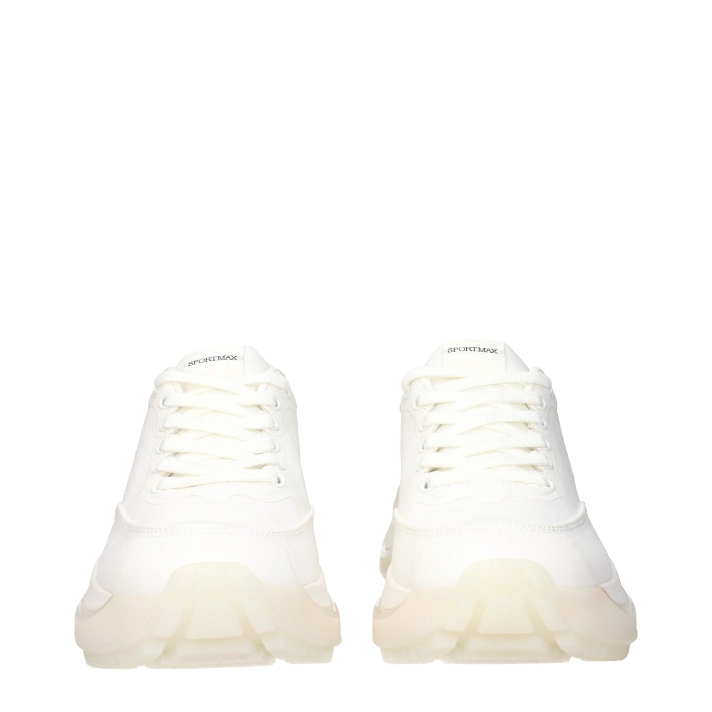 White Fabric Chunky Sneakers