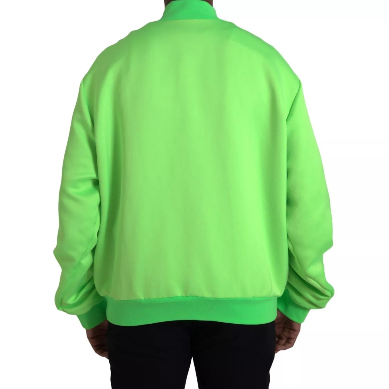 Neon Green Polyester Long Sleeves Men Bomber Jacket