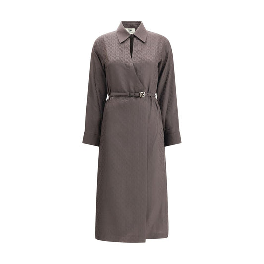 Brown Silk Casual Dress