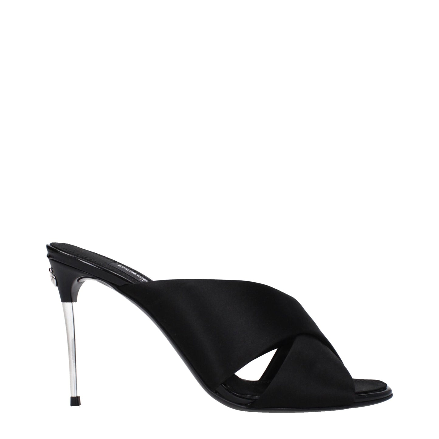 Black Satin Stiletto Heel Sandals