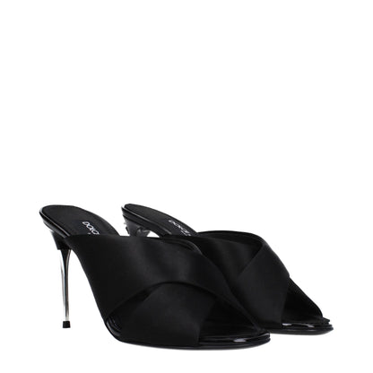 Black Satin Stiletto Heel Sandals