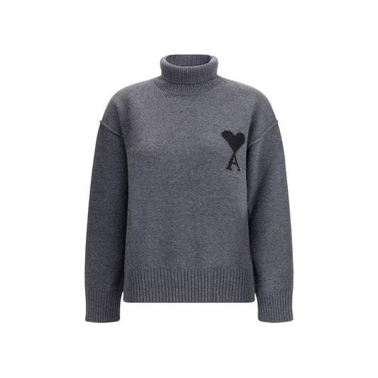 Gray Fleece Wool Turtleneck
